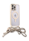 BFS  iPhone 13 Pro Max Kılıf Divo Lazer Askılı Magsafe Kapak - Gold
