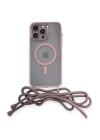 BFS  iPhone 13 Pro Max Kılıf Divo Lazer Askılı Magsafe Kapak - Pembe