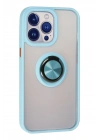 BFS  iPhone 13 Pro Max Kılıf Montreal Yüzüklü Silikon Kapak - Buz Mavi