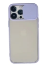 BFS  iPhone 13 Pro Max Kılıf Palm Buzlu Kamera Sürgülü Silikon - Lila