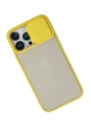 BFS  iPhone 13 Pro Max Kılıf Palm Buzlu Kamera Sürgülü Silikon - Sarı
