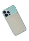 BFS  iPhone 13 Pro Max Kılıf Palm Buzlu Kamera Sürgülü Silikon - Turkuaz