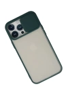 BFS  iPhone 13 Pro Max Kılıf Palm Buzlu Kamera Sürgülü Silikon - Yeşil