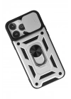 BFS iPhone 13 Pro Max Kılıf Pars Lens Yüzüklü Silikon - Gümüş
