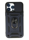 BFS  iPhone 13 Pro Max Kılıf Pars Lens Yüzüklü Silikon - Lacivert