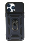 BFS iPhone 13 Pro Max Kılıf Pars Lens Yüzüklü Silikon - Lacivert