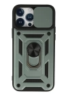 BFS iPhone 13 Pro Max Kılıf Pars Lens Yüzüklü Silikon - Yeşil