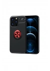 BFS iPhone 13 Pro Max Kılıf Range Yüzüklü Silikon - Siyah-Kırmızı