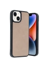 BFS  iPhone 14 Kılıf Aras Deri Kapak - Pudra