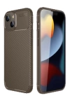 BFS  iPhone 14 Kılıf Auto Focus Karbon Kapak - Kahverengi