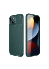 BFS  iPhone 14 Kılıf Auto Focus Karbon Kapak - Koyu Yeşil