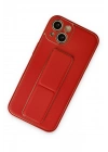 BFS  iPhone 14 Kılıf Coco Deri Standlı Kapak - Kırmızı