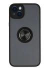 BFS  iPhone 14 Kılıf Montreal Yüzüklü Silikon Kapak - Siyah