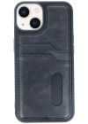 BFS  iPhone 14 Kılıf Sara Kartvizitli Deri Kılıf - Siyah