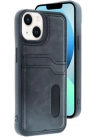 BFS  iPhone 14 Kılıf Sara Kartvizitli Deri Kılıf - Siyah