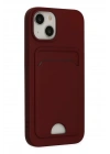 BFS  iPhone 14 Plus Kılıf Kelvin Kartvizitli Silikon - Bordo