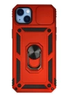 BFS  iPhone 14 Plus Kılıf Pars Lens Yüzüklü Silikon - Kırmızı