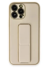 BFS  iPhone 14 Pro Kılıf Coco Deri Standlı Kapak - Gold