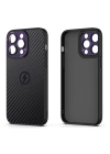 BFS iPhone 14 Pro Kılıf Harbon Magneticsafe Karbon Kapak - Derin Mor