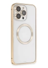 BFS  iPhone 14 Pro Kılıf Metal Bumper Magneticsafe Kapak - Gold