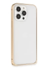 BFS  iPhone 14 Pro Kılıf Metal Bumper Magneticsafe Kapak - Gold