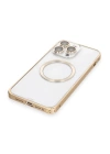 BFS  iPhone 14 Pro Kılıf Metal Bumper Magneticsafe Kapak - Gold