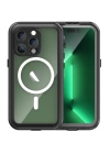 BFS  iPhone 14 Pro Kılıf Red Pepper Magneticsafe Su Geçirmez Kılıf - Siyah-Gri