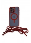 BFS  iPhone 14 Pro Max Kılıf Divo Lazer Askılı Magsafe Kapak - Kırmızı
