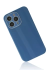 BFS  iPhone 14 Pro Max Kılıf Glass Kapak - Mavi