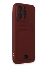 BFS  iPhone 14 Pro Max Kılıf Kelvin Kartvizitli Silikon - Bordo
