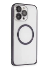 BFS  iPhone 14 Pro Max Kılıf Metal Bumper Magneticsafe Kapak - Derin Mor