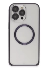 BFS  iPhone 14 Pro Max Kılıf Metal Bumper Magneticsafe Kapak - Derin Mor