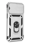 BFS  iPhone 14 Pro Max Kılıf Pars Lens Yüzüklü Silikon - Gümüş