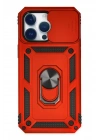 BFS  iPhone 14 Pro Max Kılıf Pars Lens Yüzüklü Silikon - Kırmızı