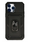 BFS  iPhone 14 Pro Max Kılıf Pars Lens Yüzüklü Silikon - Siyah