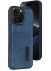 BFS  iPhone 14 Pro Max Kılıf Sara Kartvizitli Deri Kılıf - Lacivert
