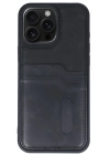 BFS  iPhone 14 Pro Max Kılıf Sara Kartvizitli Deri Kılıf - Siyah