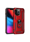 BFS  iPhone 14 Pro Max Kılıf Sofya Yüzüklü Silikon Kapak - Kırmızı