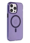 BFS  iPhone 14 Pro Max Kılıf Tron Şeffaf Magsafe Kapak - Derin Mor