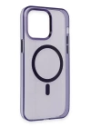 BFS  iPhone 14 Pro Max Kılıf Tron Şeffaf Magsafe Kapak - Derin Mor