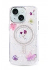 BFS iPhone 15 Flower Magsafe Kapak - Mor