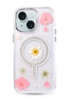 BFS iPhone 15 Flower Magsafe Kapak - Pembe