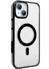 BFS  iPhone 15 Gleam PC Sert Magsafe Kılıf - Şeffaf-Siyah