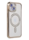 BFS  iPhone 15 Kılıf Joke Simli Magneticsafe Kılıf - Gold