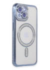 BFS  iPhone 15 Kılıf Joke Simli Magneticsafe Kılıf - Mavi