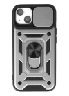 BFS  iPhone 15 Kılıf Pars Lens Yüzüklü Silikon - Gümüş