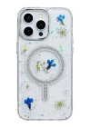 BFS  iPhone 15 Pro Flower Magsafe Kapak - Krem