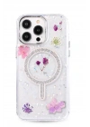 BFS  iPhone 15 Pro Flower Magsafe Kapak - Mor