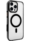 BFS  iPhone 15 Pro Gleam PC Sert Magsafe Kılıf - Şeffaf-Siyah
