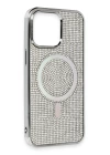 BFS  iPhone 15 Pro Kılıf Diamond Magsafe Kapak - Gümüş